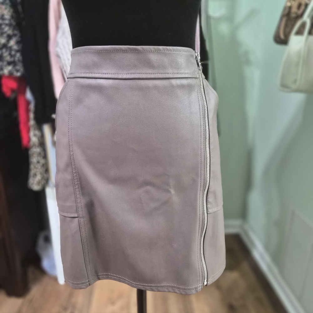 Express Gray Faux Suede Mini Skirt with Side Zip